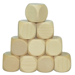 10 x Blankowürfel, Holzwürfel blanko 30mm Ahorn natur - Gebetswürfel unbedruckt mit 3cm Kantenlänge -