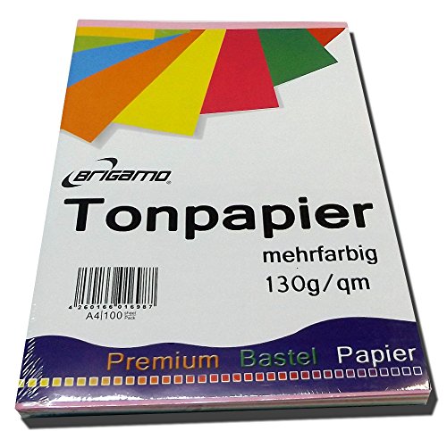 200 Blatt Tonpapier Bastelpapier A4 Farbig Sortiert 130 g / qm -