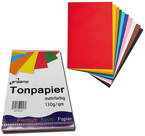 200 Blatt Tonpapier Bastelpapier A4 Farbig Sortiert 130 g / qm -