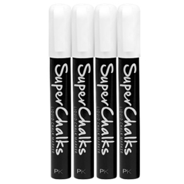 4 x SuperChalks Flüssigkreide-Marker in Weiss - 4mm Präzisionsspitze - Deckende Farbkraft -