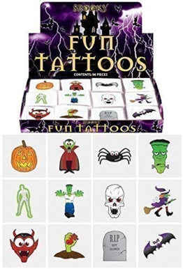 48 x Kindertattoos - Gespenstisches Halloween Kürbis Vampire Fledermäuse -