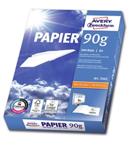 Avery Zweckform 2563 Drucker- und Kopierpapier A4, 90 g/m², 500 Blatt, alle Drucker, weiß (Optimierte Schutzverpackung) -