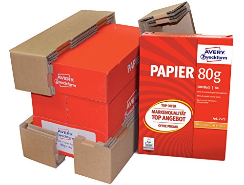 Avery Zweckform 2575 Drucker- und Kopierpapier A4, 80 g/m², 5 x 500 Blatt, alle Drucker, weiß (Frustfreie Verpackung) -