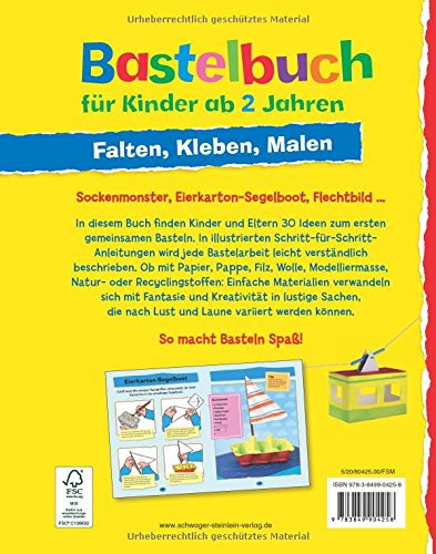 Bastelbuch für Kinder ab 2 Jahren: Falten, Kleben, Malen -