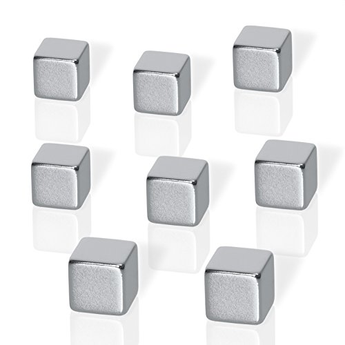 Be!Board B3101 Neodym-Magnete für Glas-Magnetboards / Glas-Magnettafeln, 8er-Set, Würfelform, 1x1x1 cm, silber - 2 Formen möglich -
