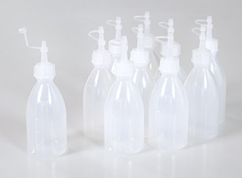 Betzold 10 Leerflaschen, Plastikflasche, für Kleber, Window Colour, Acrylfarbe, etc., Set mit 10 Flaschen à 120 ml - Kleber-Flaschen Basteln Kindergarten Krippe Klebstoff-Flaschen Nachfüllflaschen -