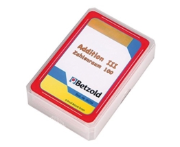 Betzold 48 Karten Addition III Zahlenraum 100, im praktischen und stabilen Kunststoffetui - Mathematik Kartenspiel Rechenspiel Grundschule addieren Lernspiel -