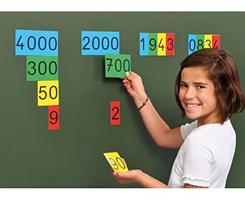 Betzold Stellenwertkarten im Sortierkasten, magnetisch u.a. für die Tafel, Magnetkarten, Stellenwertsystem, Zahlen von 0-9999 darstellbar, Zahlen rechnen lernen Mathematik-Unterricht Schule Kinder -