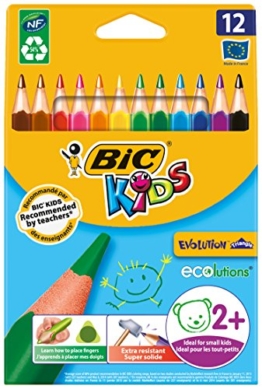 BIC KIDS Buntstift ECOlutions EVOLUTION Triangle, dreikantiger Schaft, 12 Farben sortiert, Kartonetui à 12 Stück, -