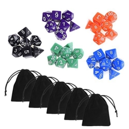 Blulu 35 Stück Polyhedral Dice Würfel Farbige Würfel in 5 Komplett Sets mit Packung mit 5 Stück Schwarz Pouches für Dungeons und Dragons -