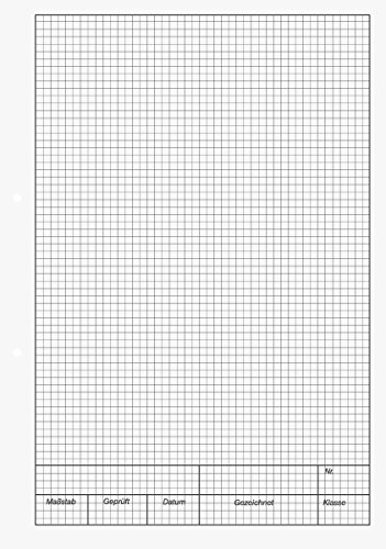 Brunnen 1042235 KIESER-Zeichenblock (A4, 25 Blatt, 5 mm kariert mit Rand, gelocht, 150g/m²) -