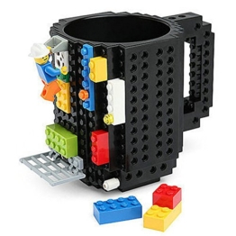 build-on Brick Becher Kaffee Tasse DIY Typ Kunststoff Creative Bausteine Kaffee Tee Getränk trinken Funny Geschenk, schwarz -