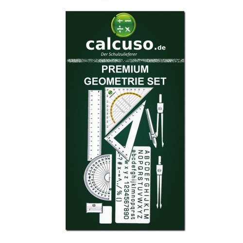 Calcuso Geometrie Set (10-TEILIG) inkl. Zirkel, Geodreieck etc.- alles in sicherer METALLBOX -