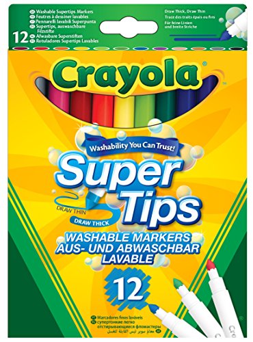 Crayola 03.7509DM - 12 Supertips Filzstifte einfach auswaschbar -