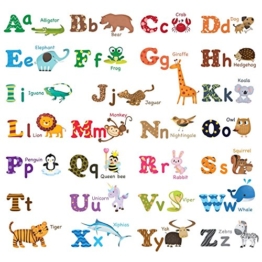 Decowall DW-1308 Alphabet & Tiere Wandsticker Wandaufkleber Wandtattoo Kinderzimmer (Mittlere) -