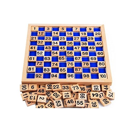 Dewel Montessori Educational Holzspielzeug 1-100, Hunderterbrett mit Arbeitskartei, 100 Karten -