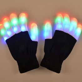 【Promotion】SOLMORE LED leuchtende Handschuhe 6 Modus Coole Spielzeuge Gloves Tanzen blinkende Bunte Finger Weihnachtskostüm Kostüm Beleuchtung Geschenk für Mädchen Kinder Junge Halloween Club Weihnachten Geburtstag Show Ostern Disco Party Kinder Unisex -