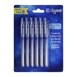 Ezigoo Tintenroller radierbar 0,7 mm Spitze - Blauer nachfüllbarer radierbarer Kugelschreiber - 6er Set -