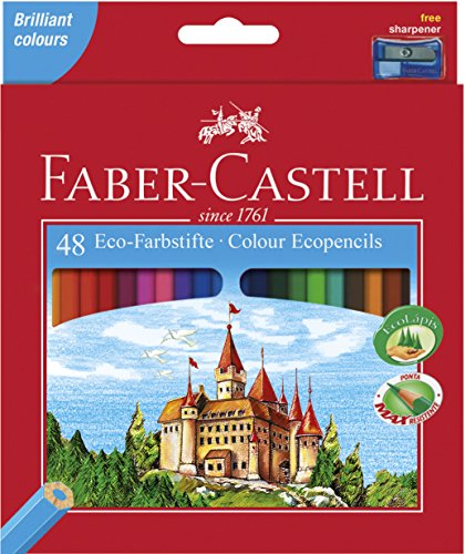 Faber-Castell 120148 - Eco Buntstifte, 48er Kartonetui inklusive Spitzer -