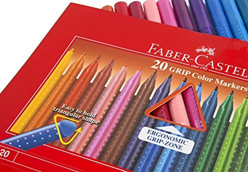 Faber-Castell 155320 - Fasermaler GRIP Colour Marker, 20er Etui -