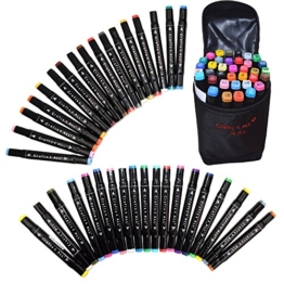 Fabric Marker 36 Pack Dual Tip MINIMAL BLEED Reiche Pigment Fine Permanent Graffiti Färben Stoff Pens von Crafts 4 All. Kindersicher u. Nicht giftig für Kunst-Schreiben auf Taschen, Schuhen, T-Shirts u. Anderem Gewebe. -