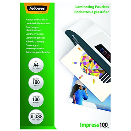 Fellowes 53511 Laminierfolien (Impress 100 Mikron, DIN A4) 100er Pack -