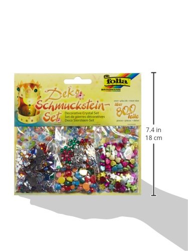 Folia 12419 - Schmucksteine-Set, über 800 Teile, Formen, Größen und Farben sortiert -