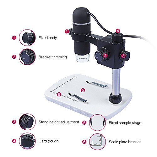GamutTekTM 20-300x Digitales Mikroskop mit HD Kamera, 5MP Videoaufnahme USB Magnifier, Schwarz -