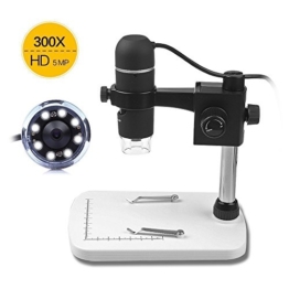 GamutTekTM 20-300x Digitales Mikroskop mit HD Kamera, 5MP Videoaufnahme USB Magnifier, Schwarz -