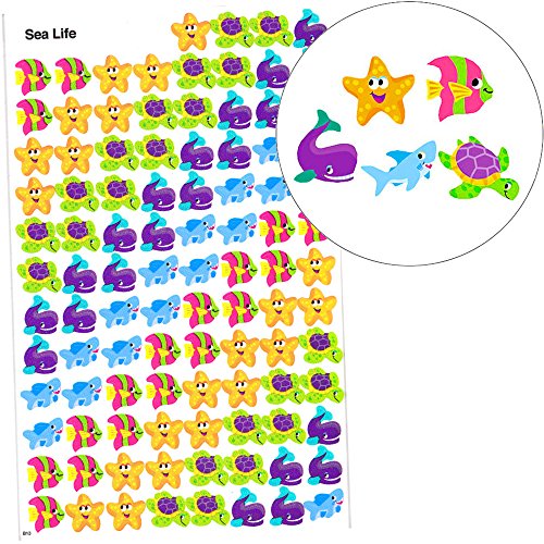 German Trendseller® - 100 x Sticker Seetiere ┃ - kleine Seetiere im Korallenriff - ┃ Kindergeburtstag ┃ 100 Sticker - im Set für Kinder -
