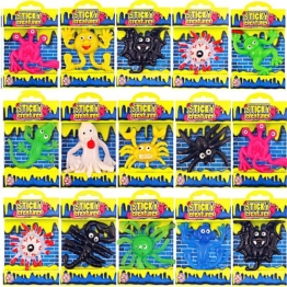 German Trendseller® - 12 x Schleimige Glibber Monster ┃ Halloween ┃ Viele Farben ┃ Sticky ┃ Mitgebsel ┃ Partygag ┃ Diese Schleimfiguren bleiben überall Kleben -