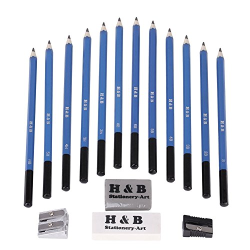 GHB 33 Stück Bleistifte Skizzierstifte Set Skizzieren und Zeichnen Professionelle Art Set mit Graphitkohlestifte Sticks Werkzeuge und Kit Bag -