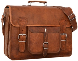 Gusti Leder nature "Leon" Umhängetasche Laptoptasche 17" Ledertasche Lehrertasche Vintage Businesstasche Überschlagtasche Collegetasche Henkeltasche Ledertasche Messengerbag Umhängetasche Braun U31 -