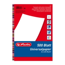 Herlitz 5033402 Universalpapier A4 80g, 500 Blatt weiss, holzfrei -