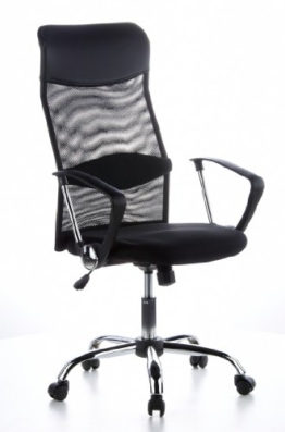 hjh OFFICE 621100 Bürostuhl Chefsessel ARIA HIGH Netzstoff schwarz, verstellbares Lordosenkissen für den Rücken, robuster Netzstoff, Drehstuhl ergonomisch, verstellbare Armlehnen, Schreibtischstuhl -