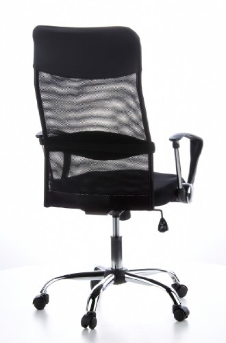 hjh OFFICE 621100 Bürostuhl Chefsessel ARIA HIGH Netzstoff schwarz, verstellbares Lordosenkissen für den Rücken, robuster Netzstoff, Drehstuhl ergonomisch, verstellbare Armlehnen, Schreibtischstuhl -