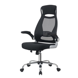 Hoch Rücken Ergonomische Schreibtischstuhl Hoch Rücken Bürostuhl mesh Bürodrehstuhl High Back Chefsessel Schreibtischstuhl hohe ergonomische Netzrücken integrierte Kopfstütze klappbare Armlehnen Stoff schwarz -