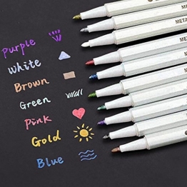 INIBUD Metallic Marker Pens, Satz von 10 Farben für Kartenherstellung DIY Fotoalbum Gebrauch auf irgendeiner Oberfläche-Papier Glas Kunststoff Keramik -