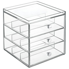 InterDesign Clarity Stapelbarer Organizer mit 3 Schubladen für Lesebrillen, Brillen, Sonnenbrillen - Durchsichtig -