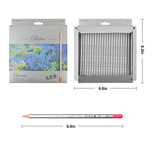 Ipow® 72 Farben Buntstifte Set Marco Raffine Farbstifte mit Leinwand Roll-up Stiftemappe Federtasche, perfekt für Kunst-Zeichnung -