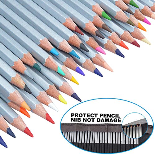 Ipow® 72 Farben Buntstifte Set Marco Raffine Farbstifte mit Leinwand Roll-up Stiftemappe Federtasche, perfekt für Kunst-Zeichnung -