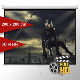 ivolum Rolloleinwand 200 x 200cm,Leinwand Format 1:1 , Heimkino Leinwand, Beamerleinwand,3D Leinwand,Full HD Leinwand, Leinwand Beamer -