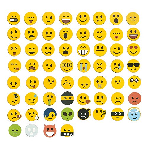 Jumbo-Set 120tlg., Emoji Smiley Magnete, 60 unterschiedliche Emojis + 60 Emoji Aufkleber -