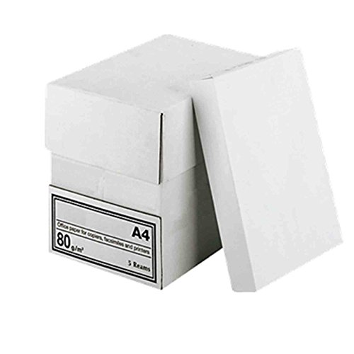 Kopierpapier Druckerpapier Papier, A4, 80g/m² für Laserdrucker, Tintenstrahldrucker, 2500 Seiten Blatt, weiß -