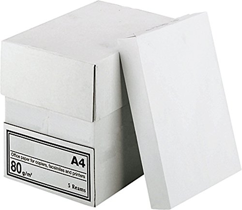 Kopierpapier Druckerpapier Papier, A4, 80g/m² für Laserdrucker, Tintenstrahldrucker, 2500 Seiten Blatt, weiß -