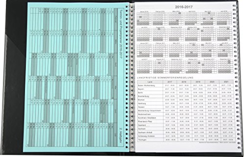 Lehrerkalender - Schulplaner LEO 2016-2017 DIN A4 + Leomappe schwarz - im Set +gratis: Wandkalender DIN A2 für das Schuljahr 2016-2017 -