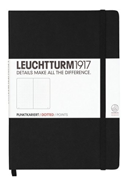 Leuchtturm1917 329398 Notizbuch (A5, Dotted, 80g/qm) 249 Seiten schwarz -