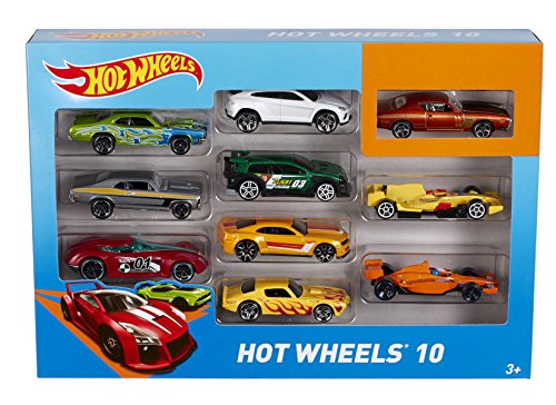 Mattel 54886 Hot Wheels Fahrzeuge 10er Geschenkset, 38 x 28 x 21 cm, farblich sortiert -