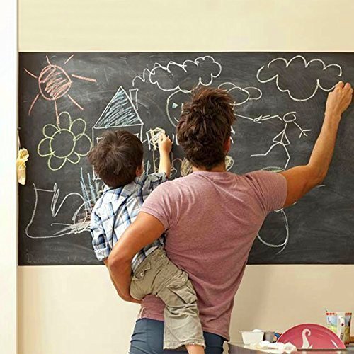 MFEIR® Tafelfolie Selbstklebend Wandtattoo kinderzimmer schwarze Tafel Aufkleber Aufklappbar Aufkleber 45 x 200cm -