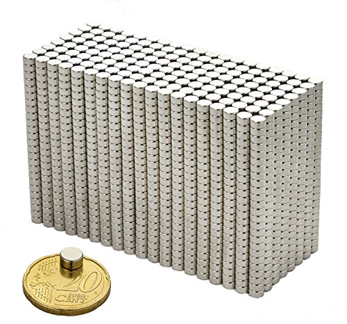 M&H-24 Mini Magnete Extra Stark, 20 Stück Neodym-Magnete für Magnettafel, Whiteboard, Kühlschrank, 6x3mm -